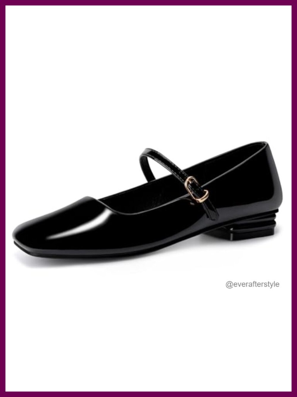 Mary Jane Flats Closed Square Toe Ballet Flats Adjustable Buckle Strap Low